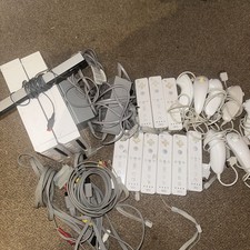 Job Lot Of Wiis And Wii Accessories Including Power Cables Sensor Bars untested