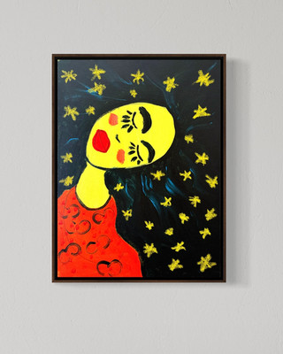 Original Sweet Dreams 12x16 Canvas Abstract Starry Night Portrait Wall Art