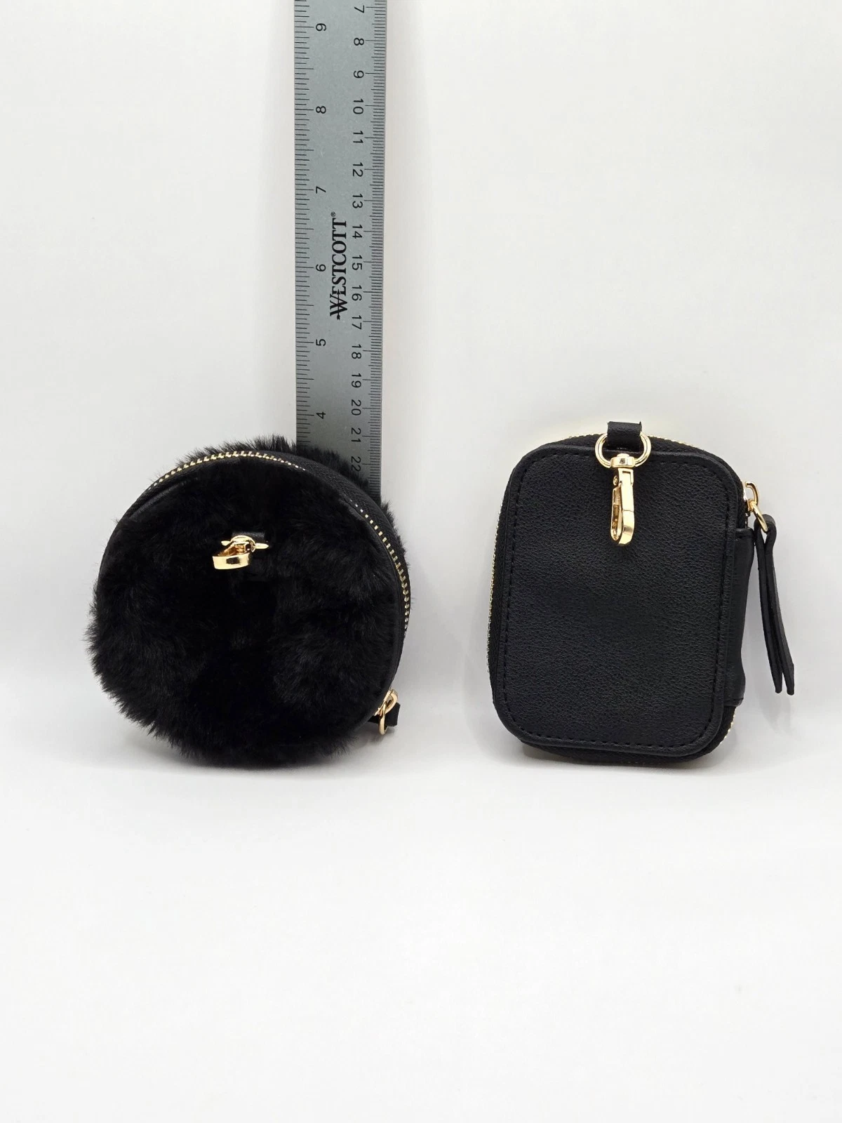 Juicy Couture Fluffy Furry Bag Charm Zip Intorno Portamonete Portachiavi Lotto di 2