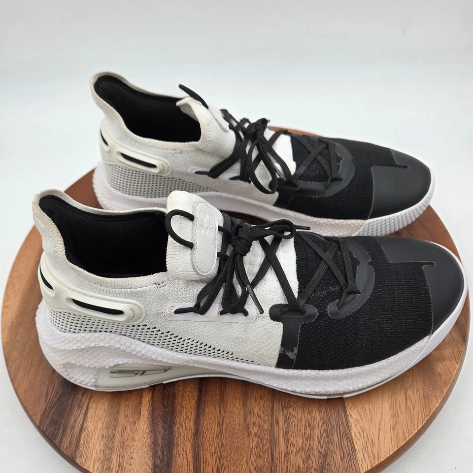 Size 11 Under Armour Mens Curry 6 ‘Working On Excellence’ White Basketball Shoes - Image 2 of 4