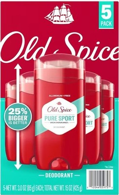 Old Spice High Endurance Pure Sport Deodorant - 5 ct x 3oz   48-Hour Protection