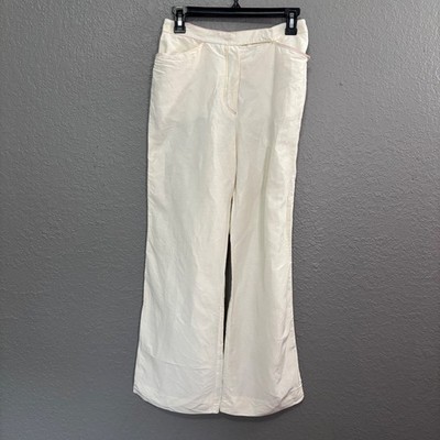Emanuel Ungaro Paris Cream Linen Silk Wide Leg Pants Size 38 Made in Italy