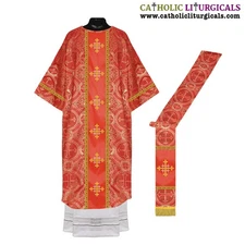 NEW Metallic Red Deacon Dalmatic Vestment & Deacon's stole, American Dalmatic
