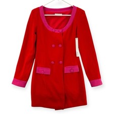 Eggie UO Double Breasted Blazer Dress Womens XS Red Pink Long Sleeve Mod NWT