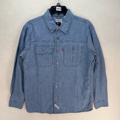 LEVI'S MEN'S XL LONG SLEEVE AUBURN WORKER SHIRT BLUE 