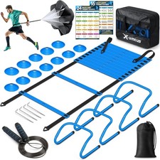 Complete Speed  Agility Training Equipment: 20ft Ladder, Cones  Parachute