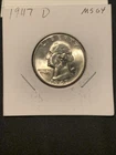 1947 D Washington Quarter 25c Silver BU UNC GEM Brilliant Uncirculated