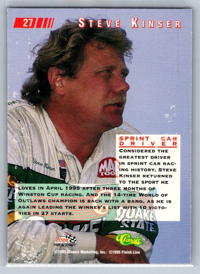 1995 Classic Images Racing #27 Steve Kinser - VG - King Racing - Image 2 of 2
