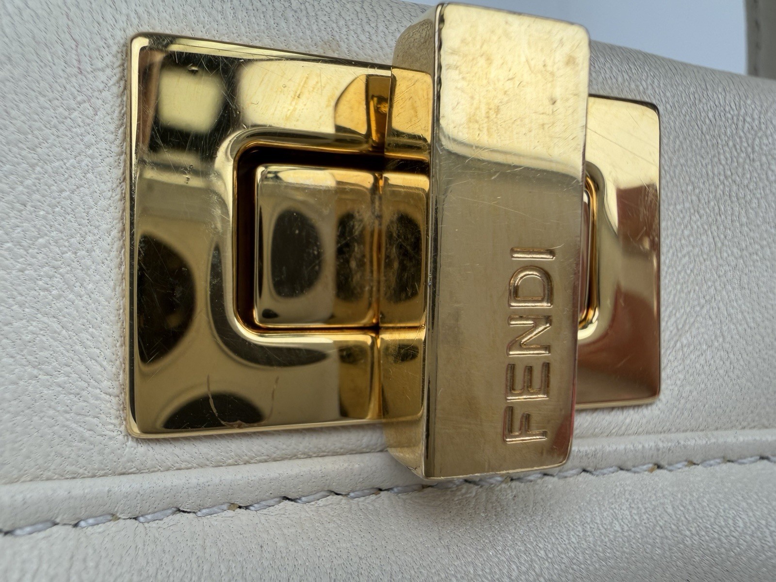 Fendi Nappa Rosebud Mini Peekaboo Iconic Satchel in White Lambskin Leather S09 thumbnail 3