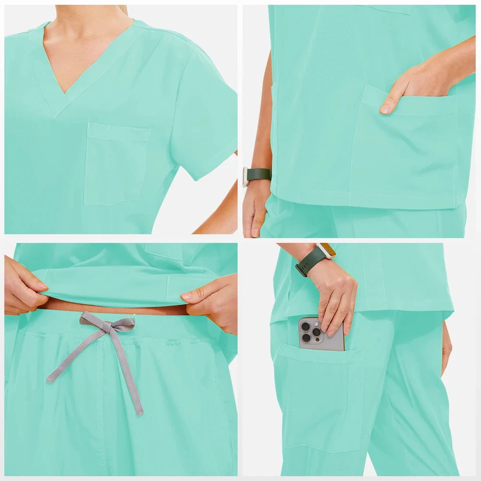 Summer Medical Scrub Hospital Uniform Doctor Nurse Workwear Nursing Suit Clothes - Image 3 of 4