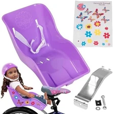 Doll Bicycle Seat Bike Seat (Purple) with Decorate Yourself Decals (Fits Standar