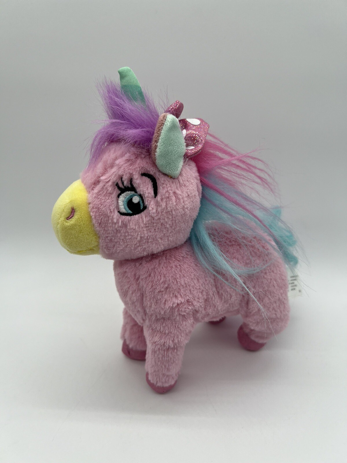 Disney Penelope Pink Unicorn Plush Minnie Mouse Bow 8” Stuffed Rainbow Plush