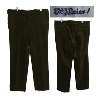 Ed Meier RARE Scotland Olive Green Heavy Corduroy Flat Front Chino Pants 40X28 - Photo 1/4