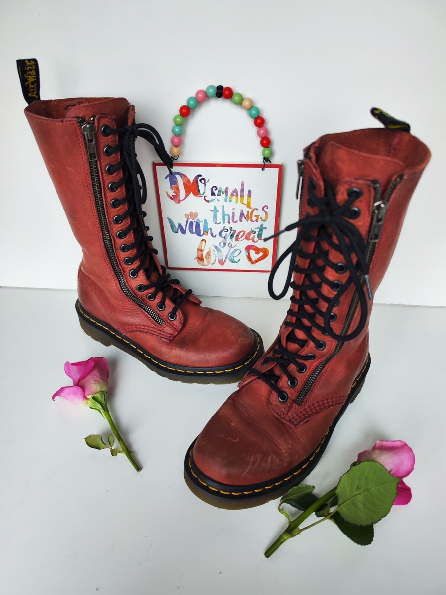 Dr Doc Martens 9733 double 2 zip 14 hole cherry oxblood red boots