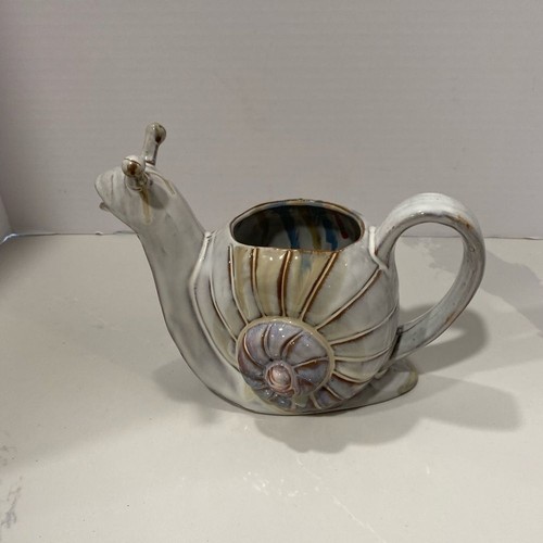 Creative Co-Op Steinzeug Tropfglasur Schneckenform Gießkanne Pflanzgefäß 8 3/4”x6”