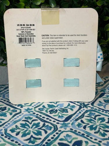 New Top Paw Daisy Puppy Dog Hair Bows 2.5" x 2.5 2015 Stripe & Dot Bow Set - Picture 4 of 5