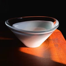 SALVIATI FOR TIFFANY AND CO MURANO GLASS MODERN OVAL BOWL SIGNED WHITE CLEAR