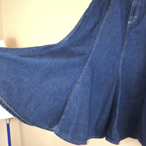 Falda midi acampanada Jean Godet azul de mezclilla Cherokee vintage años 80 para mujer talla 10 - Imagen 5 de 9