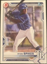 2021 BOWMAN DRAFT RYAN SPIKES TAMPA BAY RAYS PROSPECT #BD-63 1ST BOWMAN PAPER