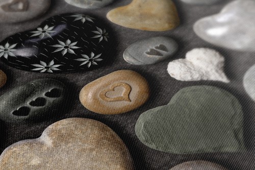 Heart Shaped Stones Canvas Print Wall Art, Stylish Home Decor Wall Hanging - Picture 4 of 12