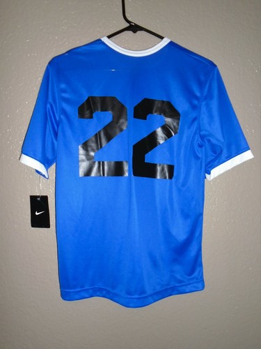 Nike Dri Fit Football Soccer Jersey Shirt Men SMALL Blue #22 Nike Team Patch NWT - Picture 7 of 11