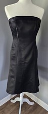 Ann Taylor Dress Black Satin Womens Size 2 Cocktail Strapless Knee Length Formal