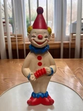 THE SUN RUBBER TOY COMPANY 1960'S VINTAGE RUBBER CLOWN SQUEEZE INFANT TOY