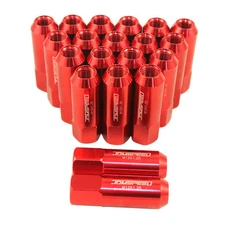 M12X1.25 ALUMINUM TUNER RACING LUG NUTS JDMSPEED EXTENDED FORGED 60MM RED 20PC