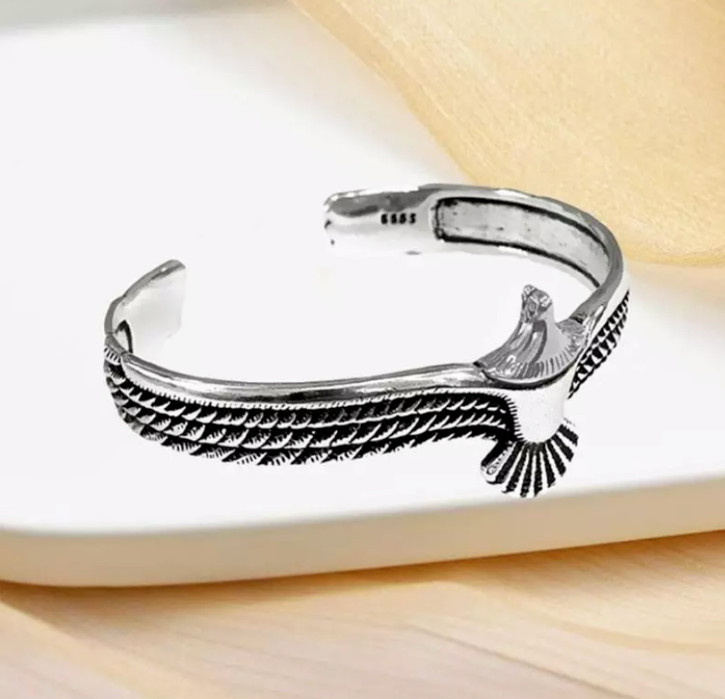 Brazalete águila vintage pluma animal plata y oro pulsera vikingo amuleto nór...