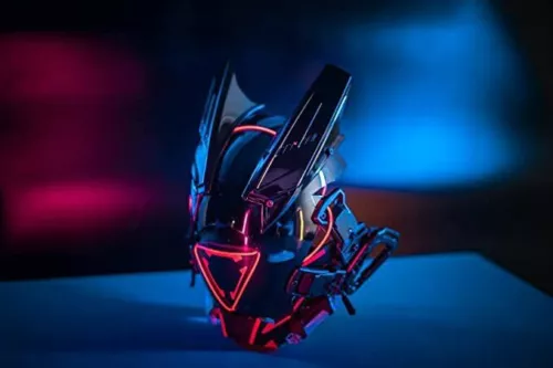 NEW Cyberpunk Helmet Mask with Light Halloween Helmet Cosplay Cyberpunk Costume - Picture 10 of 11
