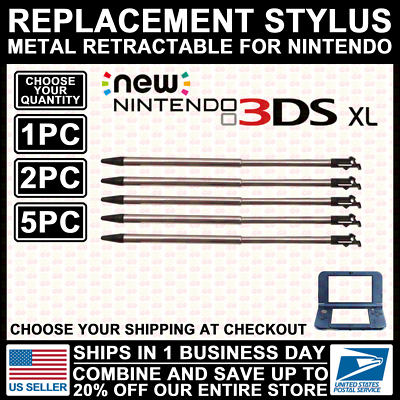 #ad #ad New 3DS XL LL Metal Retractable Stylus For Nintendo Touch Pen Replacement Black $11.99