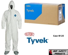 Dupont TY122S 400 Tyvek Disposabl Coverall Bunny Suit W/Hood & Boots CASE OF 25