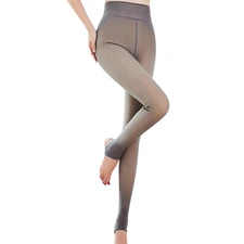 Women's Thickened Cashmere Lining Warm Long Pants Pantyhose High Waist Bottoms