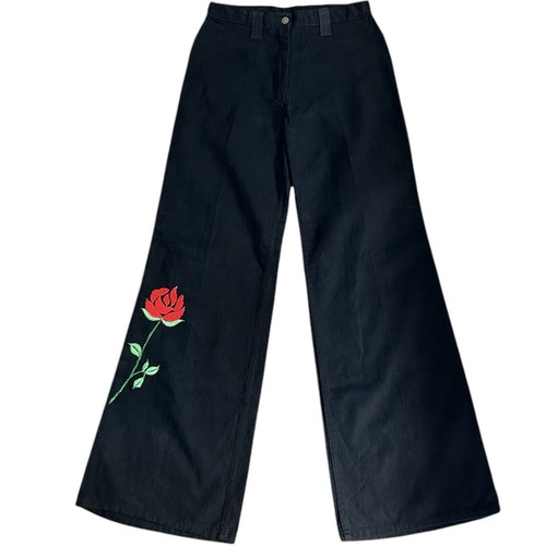 Giacca e pantaloni denim vintage anni 70 DOTTI DIDIT ricamati rosa nero perla snap glam - Foto 12 di 24