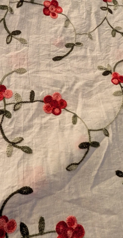 Blusa ANA & ROSE Bordada Flores Floral Blanca Boho Talla 3XL Transparente Encubrimiento Foto 3 de 4