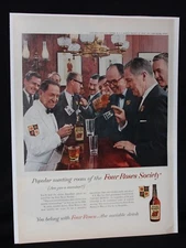1958 Vintage Life Magazine Ad / Print Advertising Four Roses Society Whiskey