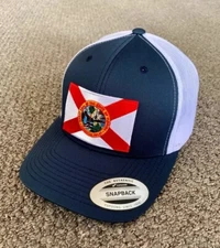 State of FLORIDA Flag Hat SnapBack Trucker Mesh Cap Handcrafted in Florida!