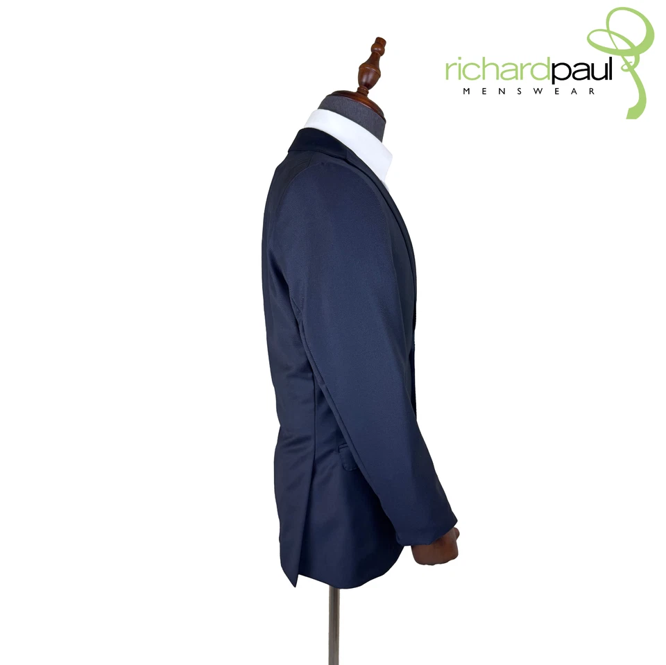 Ben Sherman Navy Blue Jacket Slim Fit Blazer Lightweight Wool Wedding - Image 4 of 4