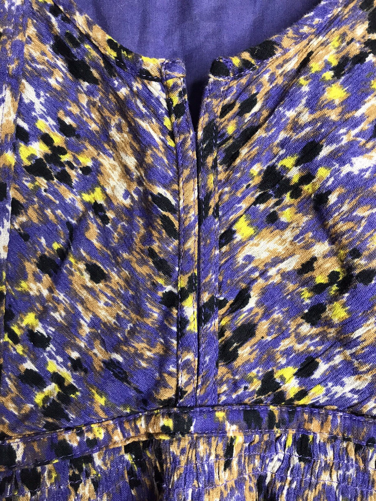Eddie Bauer Women's Size P 10 Purple Yellow Abstract Pattern Dress image 4