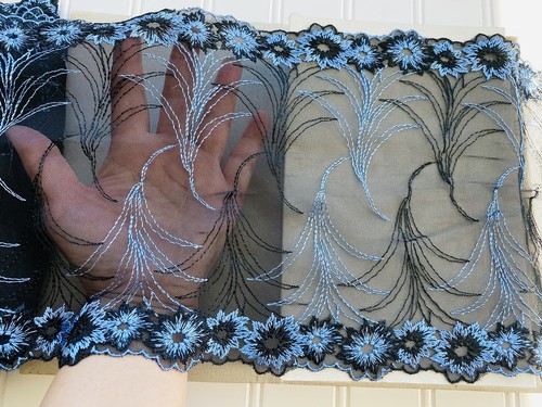 Finitura in pizzo a doppio bordo ricamato nero e grigio per cucito/artigianato/sposa/larghezza 8 - Foto 15 di 15