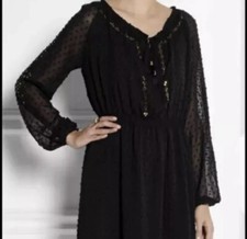 Altuzarra Dress L Target Midi Black Small Sequin Boho Sheer Boho Peasant Studded