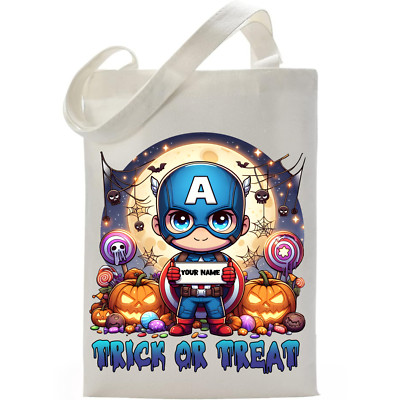 Cartoon Captain America Halloween Inspired Personalized Trick or Treat Bag