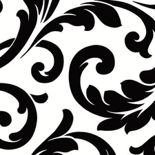 Black & White Bold Scroll Large Pattern Wallpaper VG26237P
