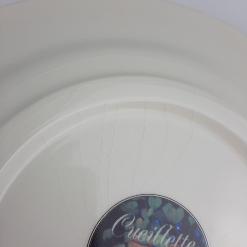 Pls. LEER Faiencerie De Gien Cueillette Olla Azul 8,5" Plato de Ensalada Francia RARO - Imagen 9 de 14