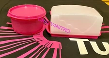TUPPERWARE NEW IMPRESSIONS DOUBLE BUTTER DISH FUCHSIA KISS PINK BPA FREE SHIP
