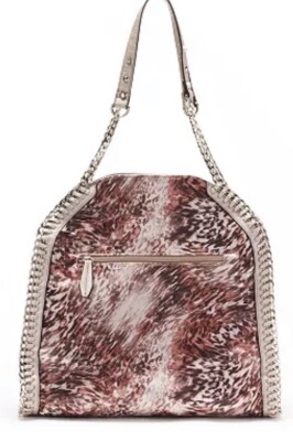Jennifer Lopez Gloria Animal Print Curb-Chain Laced Tote MSRP $109 NEW