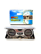 VINTAGE SELSI FOLDING SPORT GLASSES BINOCULAR  4 35 DELUXE LENS  GREEN