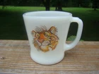 Vintage Esso Exxon Tony The Tiger Fire-King Milk Glass Coffee Mug Advertising
