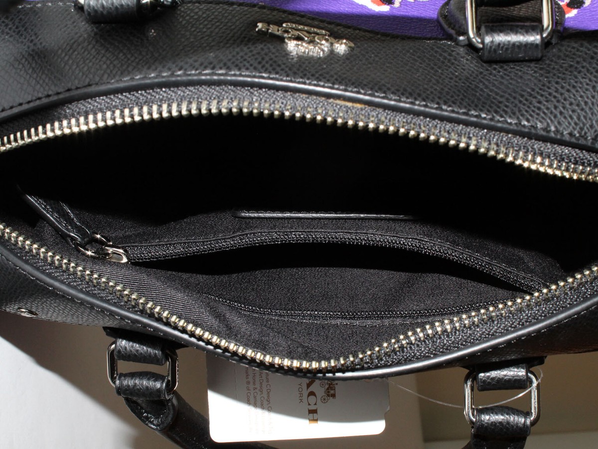 Coach New York Mini Handbag Hand Bag SV/Purple Flower Print