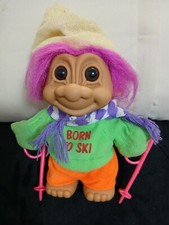 Vintage Russ Ski Troll Pink Hair Born TO Ski Shirt Sweatshirt 2 Pole Skier 8"